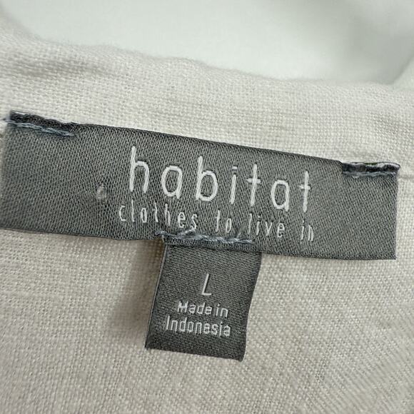 Habitat Clothes Button Tunic Top Large White Linen Blend Artsy Boxy Lagenlook - Picture 10 of 11